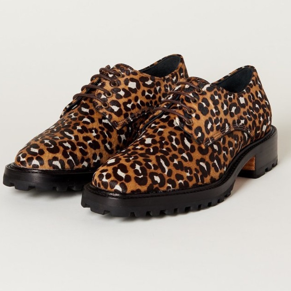 Rachel Comey Leopard Print Pony Hair Oxford Lace-Up Shoes W 9.5 M 7.5